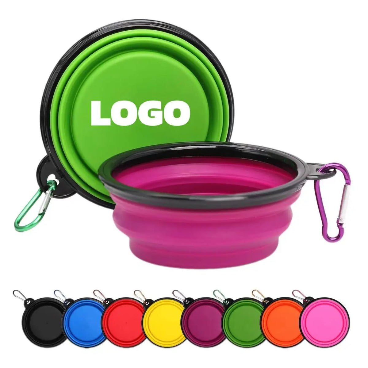 Factory Custom Logo Dog Bowl Pet Collapsible Bowls Portable Pet Feeding Watering Dish for Walking Parking Traveling 13 Oz