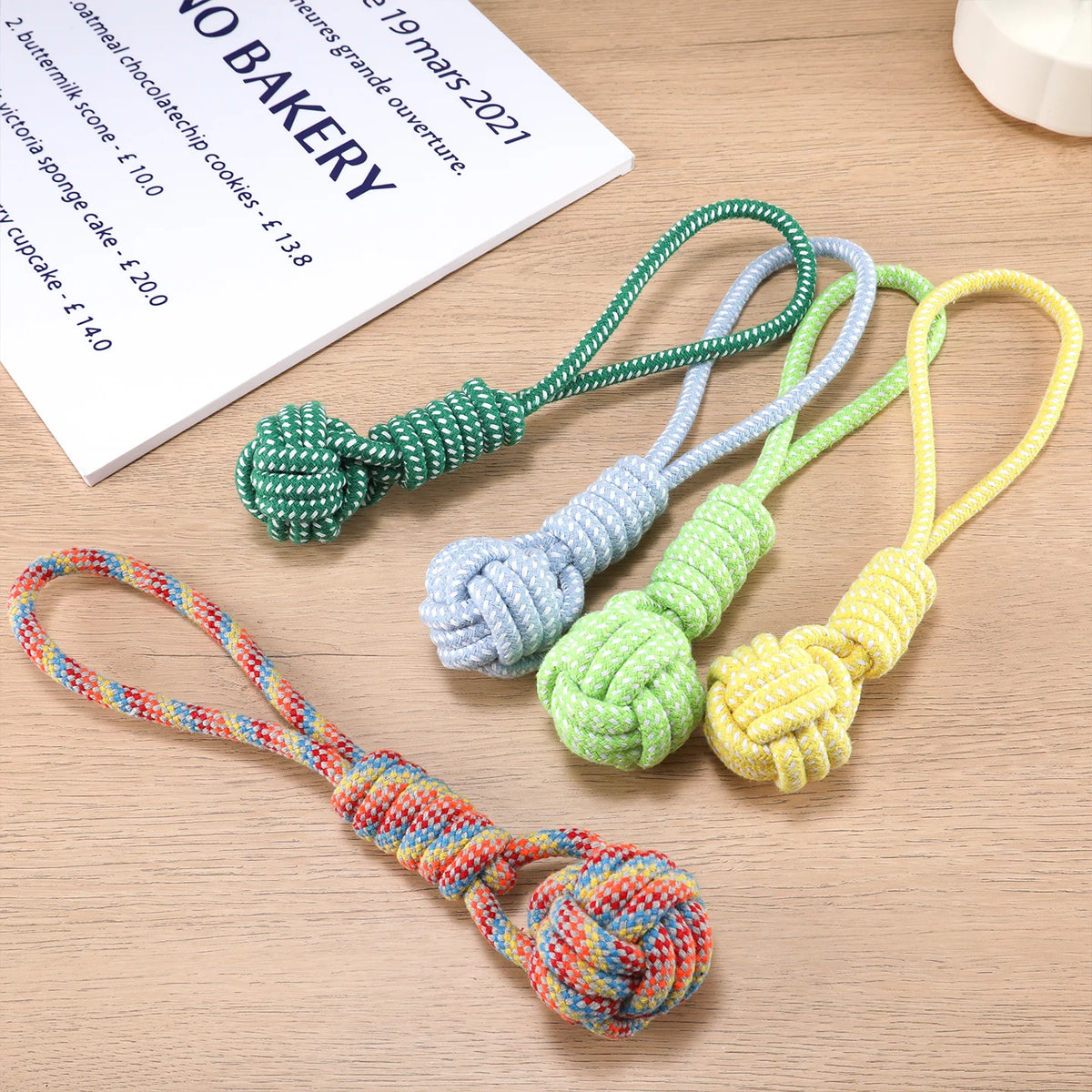 Braided Cotton Rope Eco-Friendly Casual Dog Chew Toy Heavy Duty Interactive Tug Toy with Knot Design for Puppies and Dogs