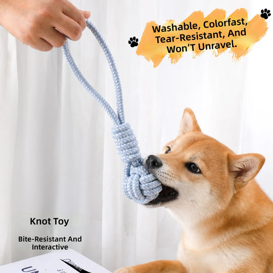 Braided Cotton Rope Eco-Friendly Casual Dog Chew Toy Heavy Duty Interactive Tug Toy with Knot Design for Puppies and Dogs